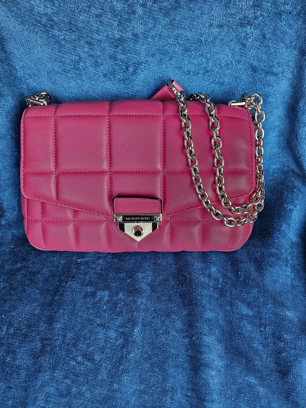 Micheal Kors Leather Quilted Style Pink Chain-Shoulder Women's Crossbody Bag